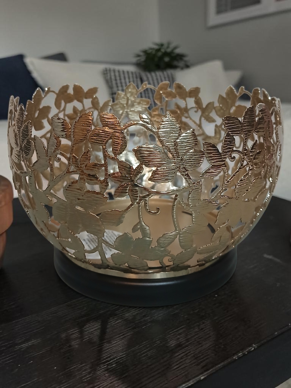 Gold Floral Metal Candle Holder